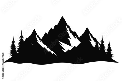 winter mountain landscape vector illustration with snow design