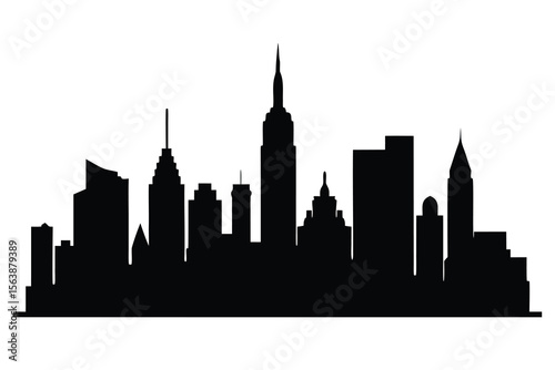 New York City skyline silhouette vector illustration at sunset