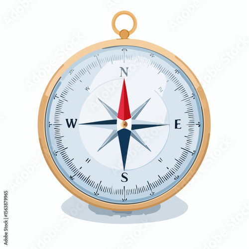 Navigational Compass: A close-up shot of a classic compass, featuring a golden bezel, a delicate dial, and a red-tipped needle pointing North. Symbolizing direction, exploration, and guidance. 