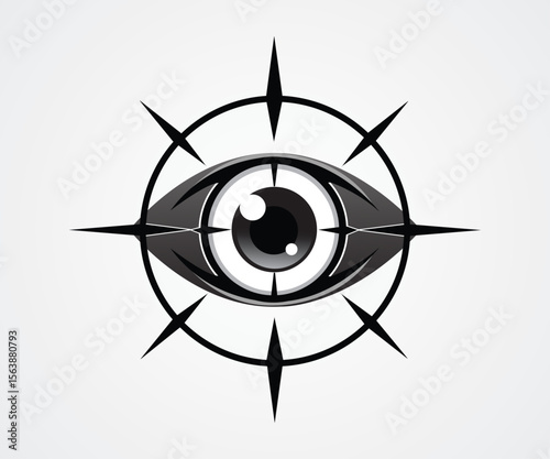 Guiding Vision: A powerful visual embodies guidance, perception, and direction, featuring an eye at the center, surrounded by a compass, symbolizing clarity and foresight.