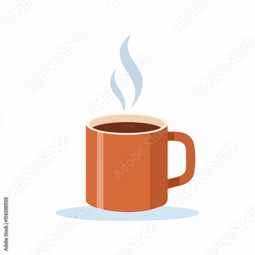 Steaming coffee in orange mug: A mug of steaming coffee or tea illustration with gentle vapors.