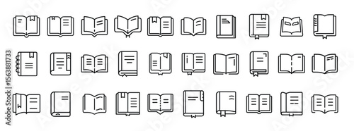 Books, education, learning – thin line web icon set. Outline icons collection. Simple vector illustration.