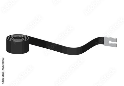 Flat vector illustration on transparent background, stretchable belt dynamically unwinding, showing elasticity