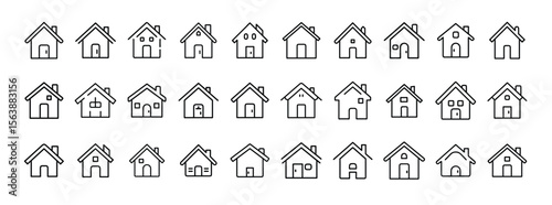Real estate, home, house, property – thin line web icon set. Outline icons collection. Simple vector illustration.