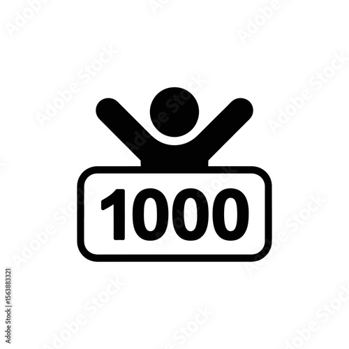 Person celebrating reaching one thousand followers or likes on social media