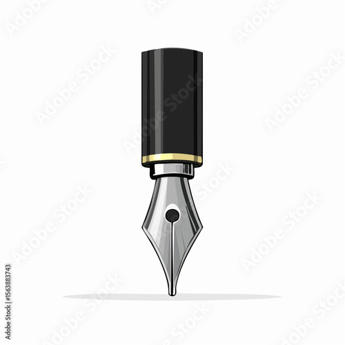 The Pen of Professionalism: A sleek, polished fountain pen with a silver nib and elegant black and gold accents, embodying the essence of timeless writing and refined communication.