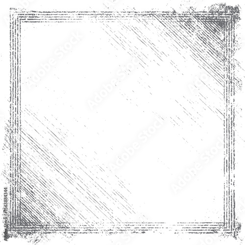 Vintage grunge square overlay texture with scratches. Rough border frame element for design. Great for artistic and poster background.
