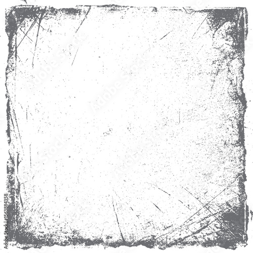 Square grunge frame texture with distressed lines. Rough abstract border overlay design. Perfect for poster layout and print visuals.