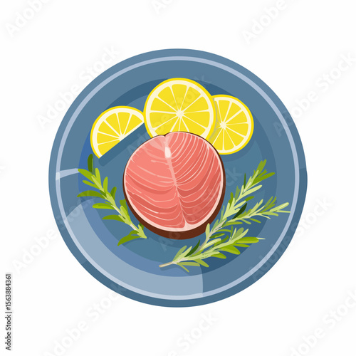 Salmon Steak with Lemon and Rosemary