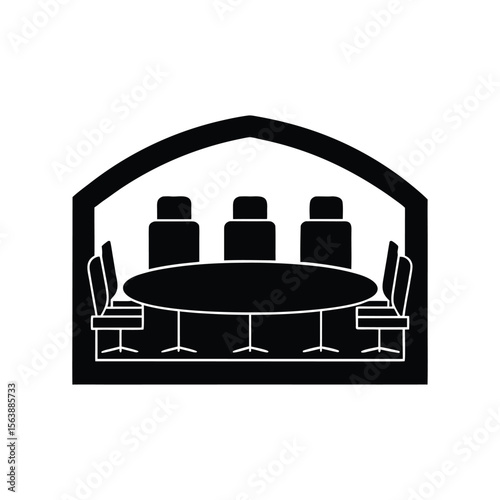 A board meeting room silhouette icon vector art illustration