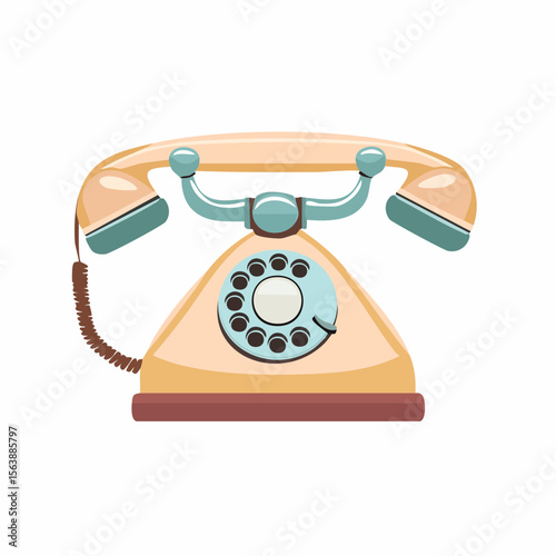 Vintage Telephone Illustration: A classic rotary dial telephone, reminiscent of a bygone era, rendered in a clean and detailed illustration style.