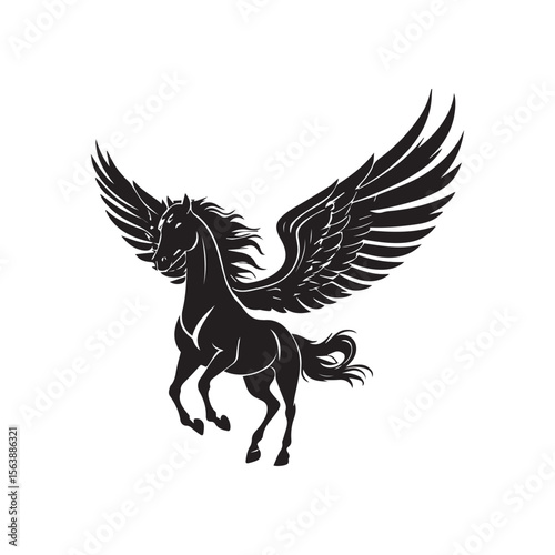 Flying Pegasus Silhouette Vector