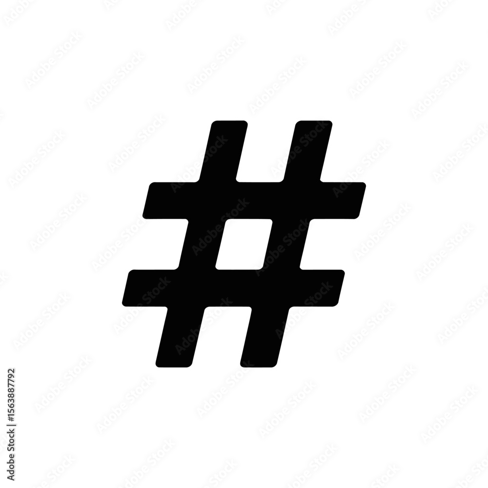 Obraz premium Bold black hashtag symbol isolated on a clean white background