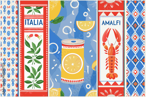 seamless pattern with vegetables and fruits