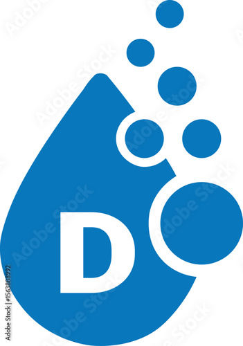 Vitamin D complex with drop bubbles - icon, vector, illustration on  white background.