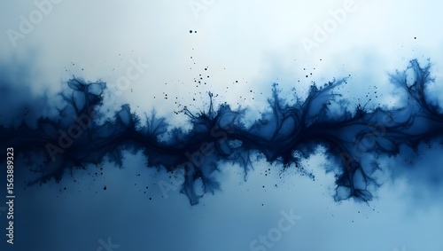 Mesmerizing Dark Blue Ink Droplets Abstract Art, Fluid Dynamics, and Artistic Expression