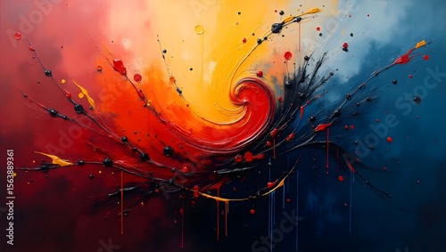 Vibrant Oil Paint Swirl A High-Contrast Abstract Artwork