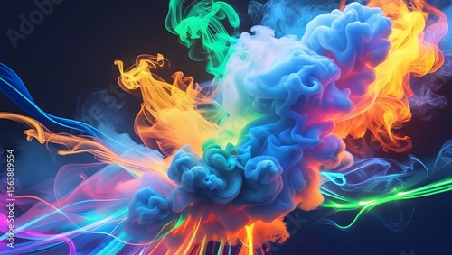Vibrant Abstract Multicolor Smoke A Phoenix Rising Depiction