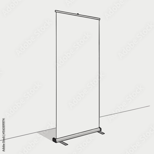 Blank white roll-up banner stand with a minimalist design, perfect for promotions, events, or advertising with ample space for custom content.