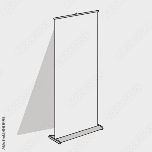 Blank white roll-up banner stand with a minimalist design, perfect for promotions, events, or advertising with ample space for custom content.