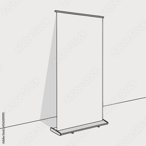 Blank white roll-up banner stand with a minimalist design, perfect for promotions, events, or advertising with ample space for custom content.