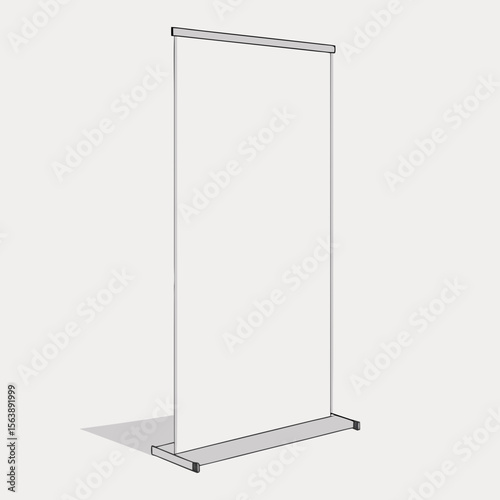 Blank white roll-up banner stand with a minimalist design, perfect for promotions, events, or advertising with ample space for custom content.
