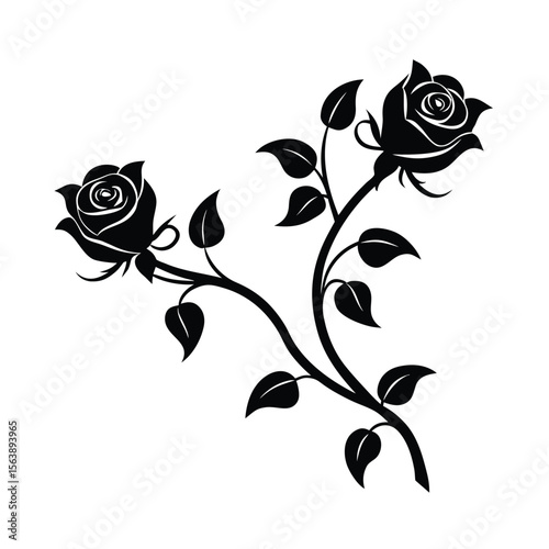 Circular Swirling Rose Vine with Leaves