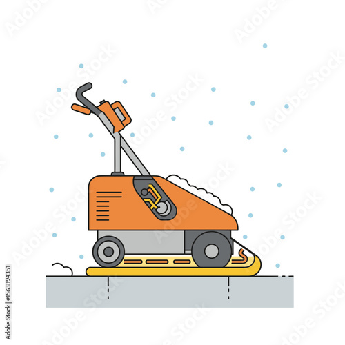 Snow removal machine icon in flat design on white background