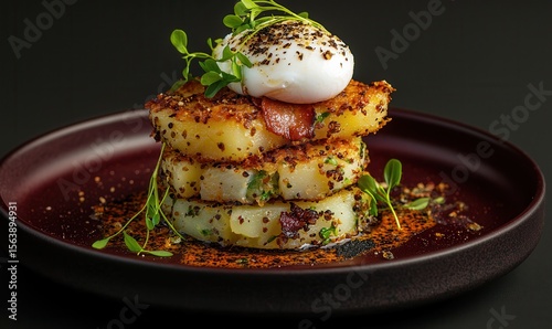 Bubble and squeak with poached egg
