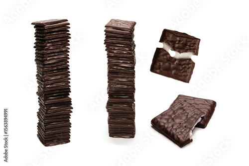 Wallpaper Mural Dark chocolate candies isolated on white background. Torontodigital.ca