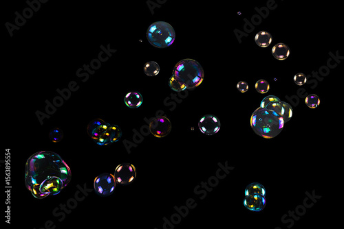 Wallpaper Mural Soap bubbles isolated on a black background Torontodigital.ca