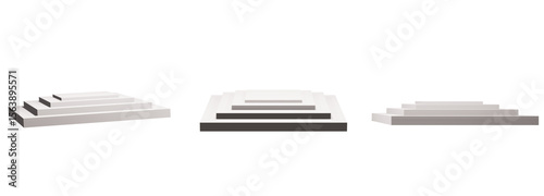 A set of white square podium design, clean, minimalist, sleek, modern, functional, versatile, elegant, contemporary, professional.. file png transparent background