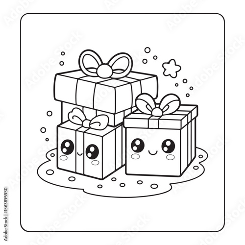 cute christmas coloring page, bold & easy cozy winter coloring book pages, line art vector illustration, black and white designs,   cute christmas coloring page, bold & easy line art, victor art 