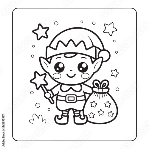 cute christmas coloring page, bold & easy cozy winter coloring book pages, line art vector illustration, black and white designs,   cute christmas coloring page, bold & easy line art, victor art 