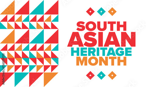 South Asian Heritage Month. Celebrate the diverse cultures and histories of South Asia. Traditional pattern. Creative art poster. Vector illustration