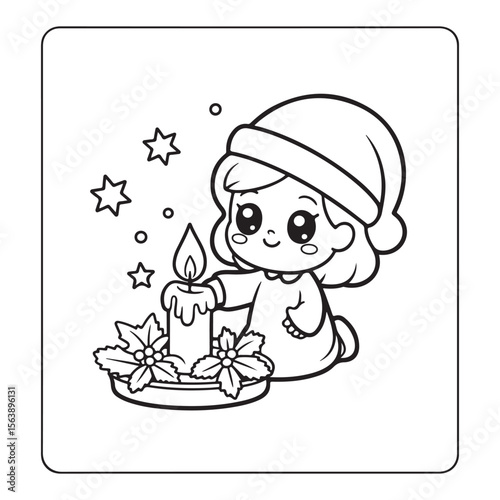 cute christmas coloring page, bold & easy cozy winter coloring book pages, line art vector illustration, black and white designs,   cute christmas coloring page, bold & easy line art, victor art 