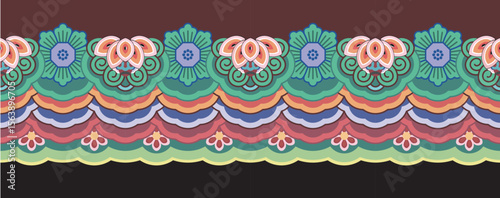 Decorative dancheong border pattern illustration for traditional architecture