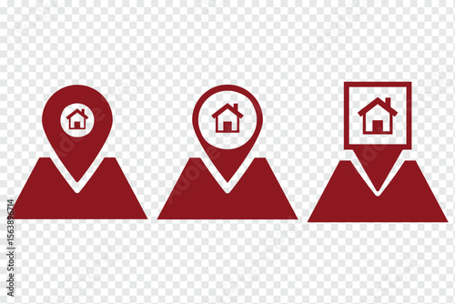 Home location icon vector sign. House location pin icon for real estate and navigation. 
Location icon. Map pin icon. Location icon. Map pin icon set. location marker. location pin. Map pin ico eps 10