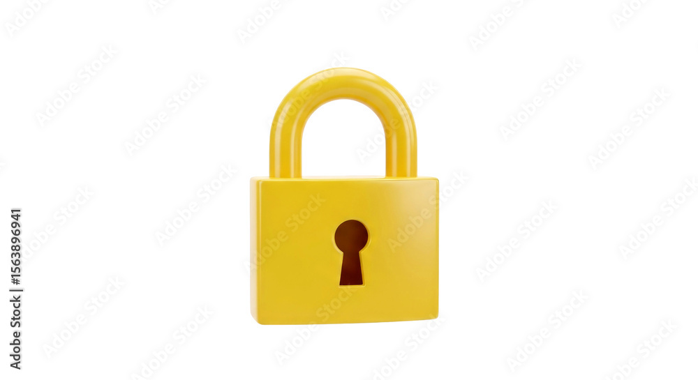 Naklejka premium Yellow Padlock: Digital Security and Privacy Protection