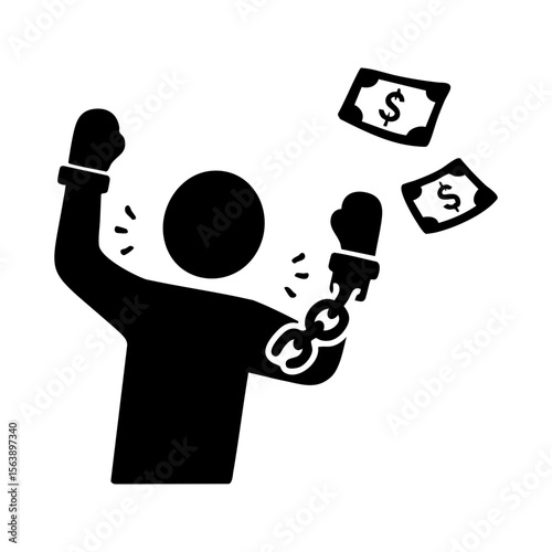 Person breaking financial chains symbolizing debt freedom and personal financial liberation