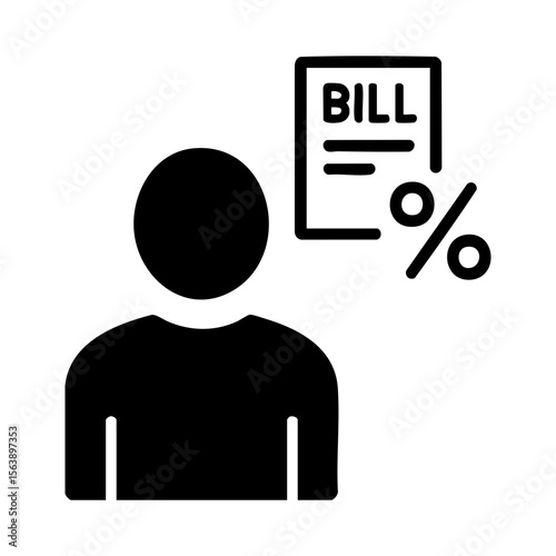 Person with interest bill document icon symbolizing loan charges and debt repayment responsibility