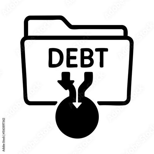 Debt folder icon with bomb symbol representing financial crisis or explosive loan issues