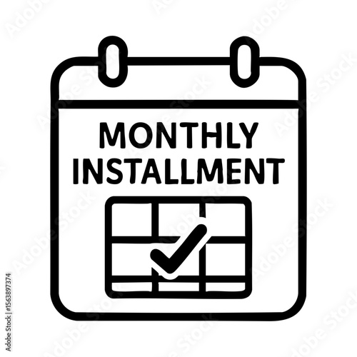 Calendar icon showing monthly installment payment schedule with check mark symbol