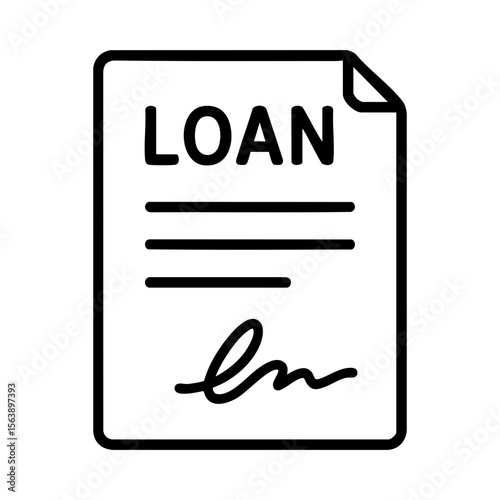 Signed loan agreement document icon representing financial contract and borrowing approval