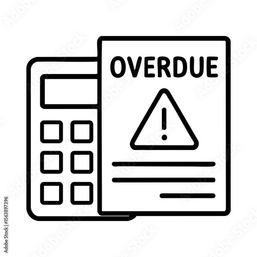 Overdue bill document with calculator icon showing unpaid debt and financial delay