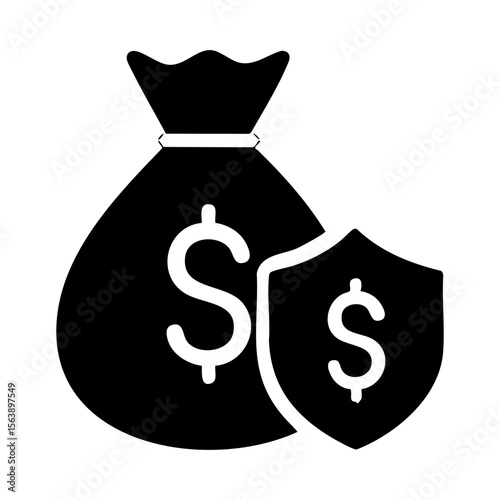 Money bag with shield icon representing financial protection or insurance security