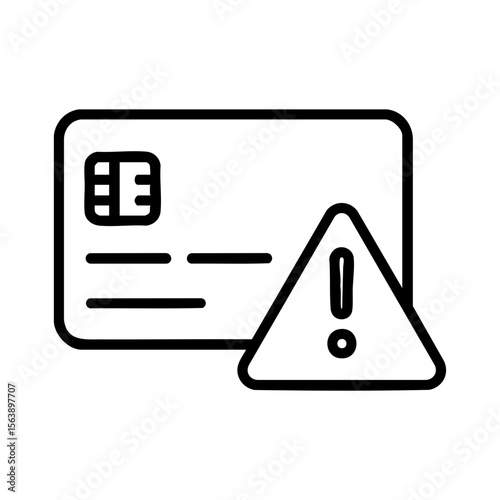 Credit card with alert symbol indicating warning or financial issue