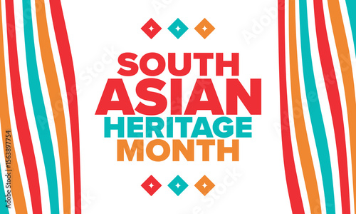 South Asian Heritage Month. Celebrate the diverse cultures and histories of South Asia. Traditional pattern. Creative art poster. Vector illustration