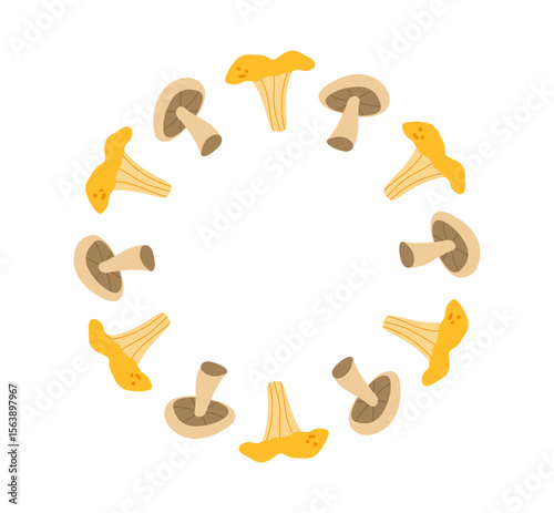 Round frame with mushrooms.Vector