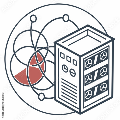 Abstract geometric diagram with technological device technology science